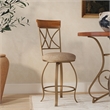 Linon Hamilton Metal Swivel Counter Stool Padded Beige Seat in Matte Pewter
