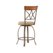 Linon Hamilton Metal Swivel Counter Stool Padded Beige Seat in Matte Pewter