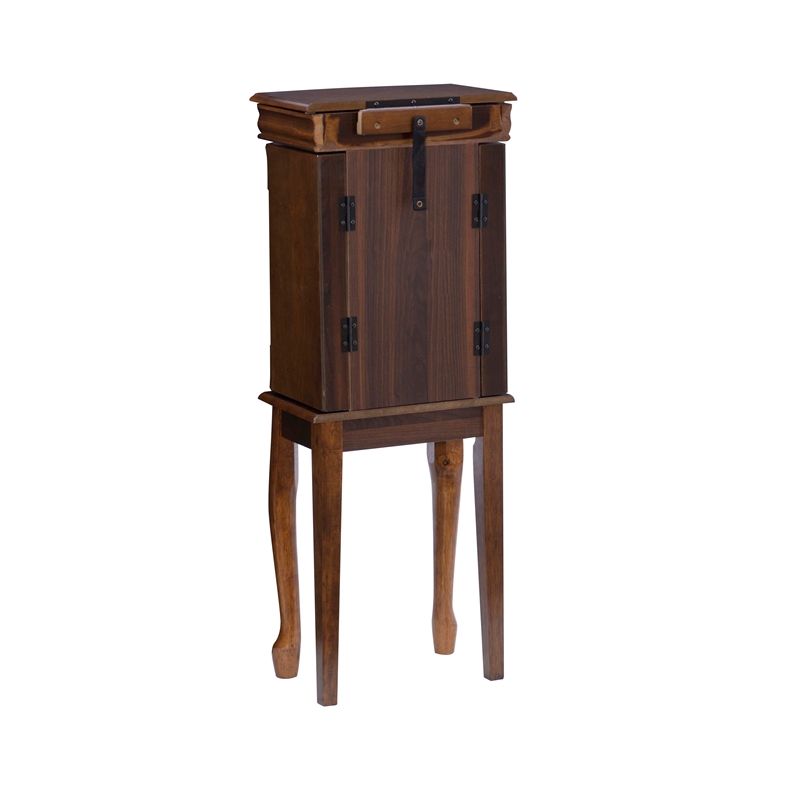 Linon Louis Philippe Jewelry Armoire 4 Drawers in Walnut Finished Wood