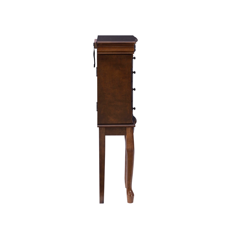 Linon Louis Philippe Jewelry Armoire 4 Drawers in Walnut Finished Wood