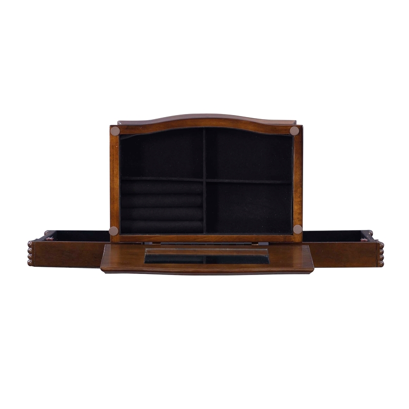 Linon Louis Philippe Jewelry Armoire 4 Drawers in Walnut Finished Wood