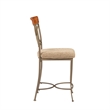 Linon Hamilton Metal Counter Stool Padded Beige Seat Wood Trim in Matte Pewter