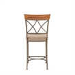 Linon Hamilton Metal Counter Stool Padded Beige Seat Wood Trim in Matte Pewter