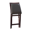 Linon Triena Folding Counter Stool Faux Leather Padded Back/Seat in Merlot Wood
