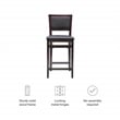 Linon Triena Folding Counter Stool Faux Leather Padded Back/Seat in Merlot Wood