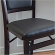 Linon Triena Folding Counter Stool Faux Leather Padded Back/Seat in Merlot Wood