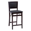 Linon Triena Folding Counter Stool Faux Leather Padded Back/Seat in Merlot Wood