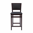 Linon Triena Folding Counter Stool Faux Leather Padded Back/Seat in Merlot Wood