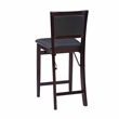 Linon Triena Folding Counter Stool Faux Leather Padded Back/Seat in Merlot Wood