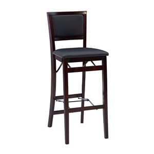 Linon Triena 30&quot Folding Bar Stool Brown Faux Leather Back/Seat in Merlot Wood