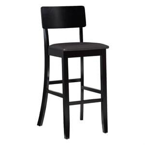 Linon Torino Contemporary 31&quot Bar Stool Padded Faux Leather Seat in Black Wood