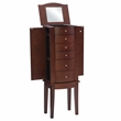 Linon Linnett Jewelry Armoire 5 Drawers Flip Top Mirror in Merlot Finished Wood