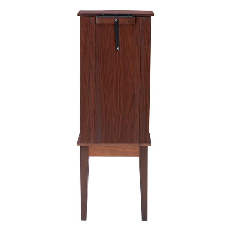 Linon Linnett Jewelry Armoire 5 Drawers Flip Top Mirror in Merlot Finished Wood