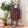 Linon Linnett Jewelry Armoire 5 Drawers Flip Top Mirror in Merlot Finished Wood