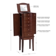 Linon Linnett Jewelry Armoire 5 Drawers Flip Top Mirror in Merlot Finished Wood