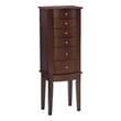 Linon Linnett Jewelry Armoire 5 Drawers Flip Top Mirror in Merlot Finished Wood