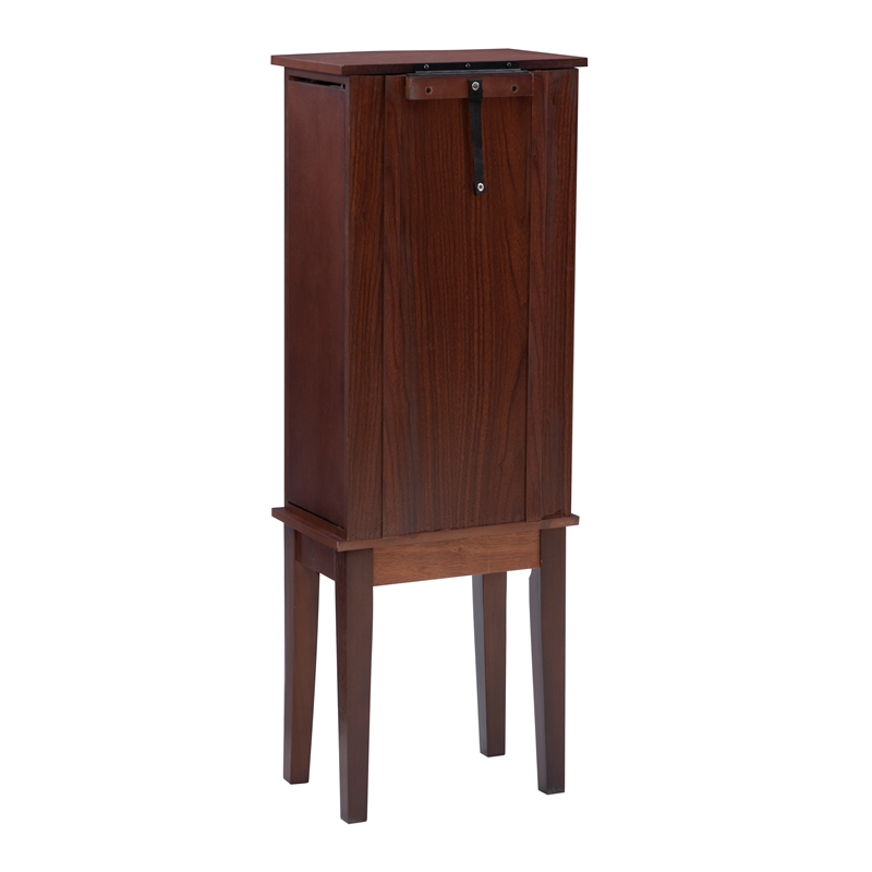 Linon Linnett Jewelry Armoire 5 Drawers Flip Top Mirror in Merlot Finished Wood
