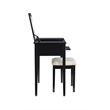 Linon Butterfly Vanity and Padded Stool Flip Up Mirror 2 Drawers in Black Wood