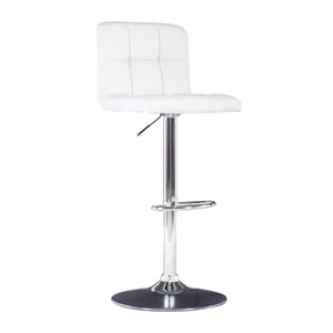 Linon Clayton 24&quot-32&quot Gas Lift Adjustable Metal Barstool in White Faux Leather