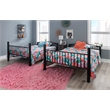Linon Heavy Metal Full Over Full Bunk Bed Attached Ladder in Black