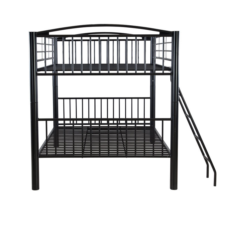 Linon Heavy Metal Full Over Full Bunk Bed Attached Ladder in Black