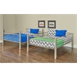 Linon Heavy Metal Full Over Full Bunk Bed Attached Ladder in Pewter Finish