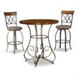 Linon Hamilton Three Piece Steel Swivel Pub Set in Matte Pewter & Bronze