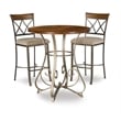 Linon Hamilton 3 Piece Wood & Steel Stationary Pub Set in Matte Pewter & Bronze