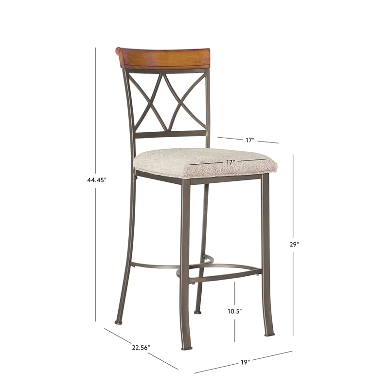 Linon Hamilton 3 Piece Wood & Steel Stationary Pub Set in Matte Pewter & Bronze