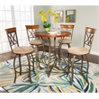Linon Hamilton Five Piece Wood and Steel Swivel Pub Set in Matte Pewter & Bronze