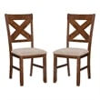 Linon Kraven Set of Two X-Back Dining Chairs in Dark Hazelnut Brown Wood