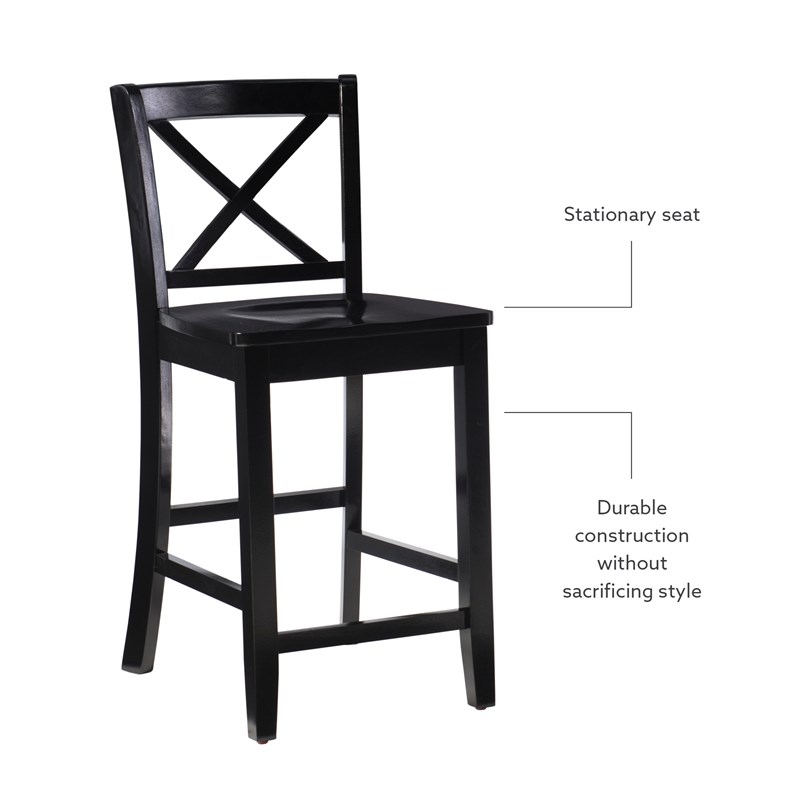 Linon X Back Wood Counter Stool 24