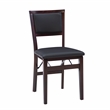 Linon Triena Set of 2 Folding Chairs Brown Faux Leather Back/Seat in Merlot Wood