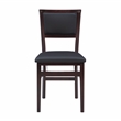 Linon Triena Set of 2 Folding Chairs Brown Faux Leather Back/Seat in Merlot Wood