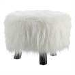 Linon June Faux Fur Wood Upholstered Foot Stool in White