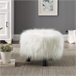 Linon June Faux Fur Wood Upholstered Foot Stool in White