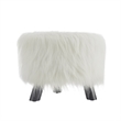 Linon June Faux Fur Wood Upholstered Foot Stool in White