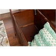 Linon Cynthia Wood Storage Bench FlipTop Slat Back & Side in Walnut Brown Finish