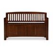 Linon Cynthia Wood Storage Bench FlipTop Slat Back & Side in Walnut Brown Finish