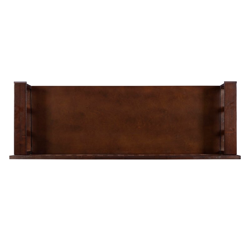 Linon Cynthia Wood Storage Bench FlipTop Slat Back & Side in Walnut Brown Finish