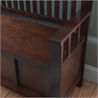 Linon Cynthia Wood Storage Bench FlipTop Slat Back & Side in Walnut Brown Finish