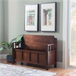 Linon Cynthia Wood Storage Bench FlipTop Slat Back & Side in Walnut Brown Finish