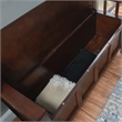 Linon Cynthia Wood Storage Bench FlipTop Slat Back & Side in Walnut Brown Finish