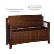 Linon Cynthia Wood Storage Bench FlipTop Slat Back & Side in Walnut Brown Finish