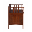 Linon Brandt Rubberwood Split Seat Slatted Back Storage Bench in Walnut Brown
