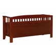 Linon Brandt Rubberwood Split Seat Slatted Back Storage Bench in Walnut Brown
