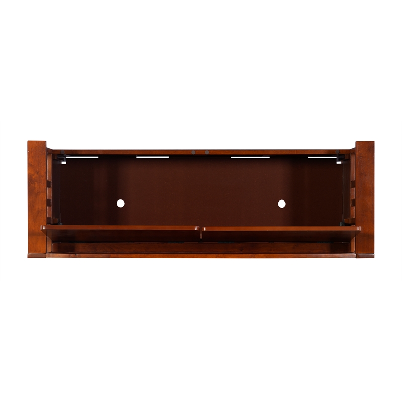 Linon Brandt Rubberwood Split Seat Slatted Back Storage Bench in Walnut Brown