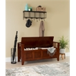 Linon Brandt Rubberwood Split Seat Slatted Back Storage Bench in Walnut Brown