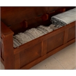 Linon Brandt Rubberwood Split Seat Slatted Back Storage Bench in Walnut Brown