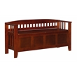 Linon Brandt Rubberwood Split Seat Slatted Back Storage Bench in Walnut Brown